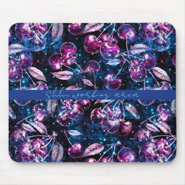 Cherry space trip editable personalisation mouse mat (Front)