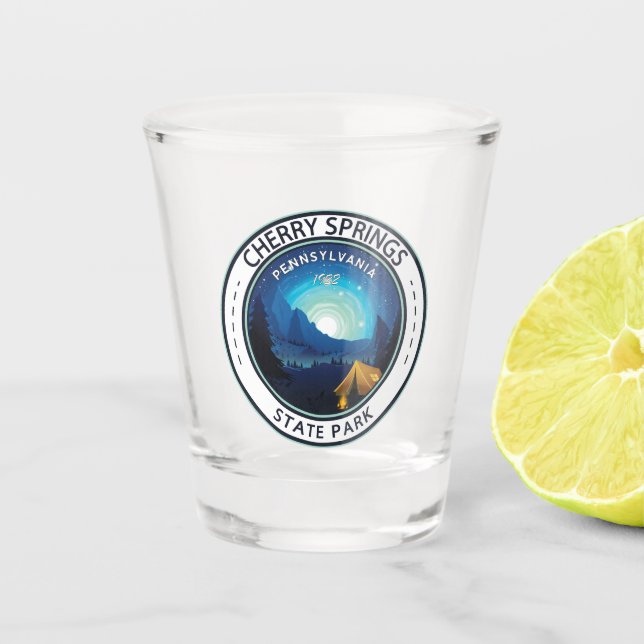 Cherry Springs State Park Pennsylvania Badge Shot Glass (Front)