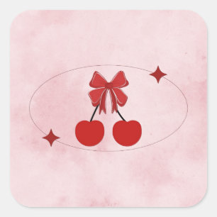 Cherry Square Sticker