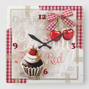 Cherry Square Wall Clock