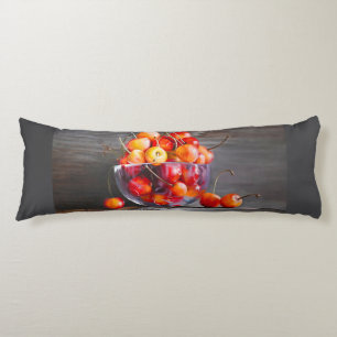 Cherry Still Life in Glass Stretched Canvas Print Body Cushion