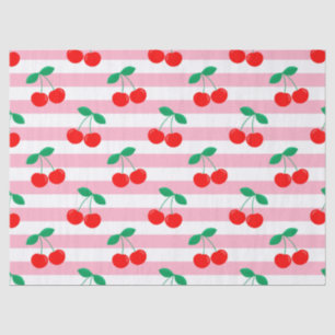 Cherry Stripe Pattern – Retro Fruit Gift & Decor Tissue Paper