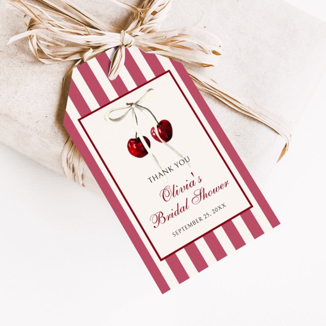 Cherry Striped Thank You Gift Tags (Creator Uploaded)