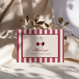 Cherry Stripes Bridal Shower Thank You Card