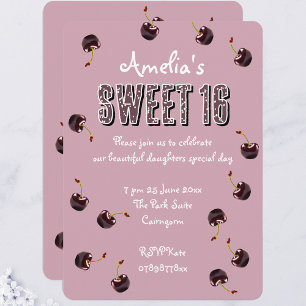 Cherry Sweet 16 Personalised Party Invitation