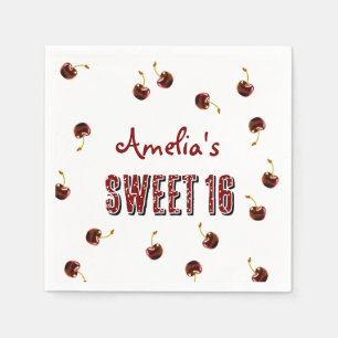 Cherry Sweet 16 Personalised Party Napkin
