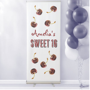 Cherry Sweet 16 Personalised Party Retractable Banner