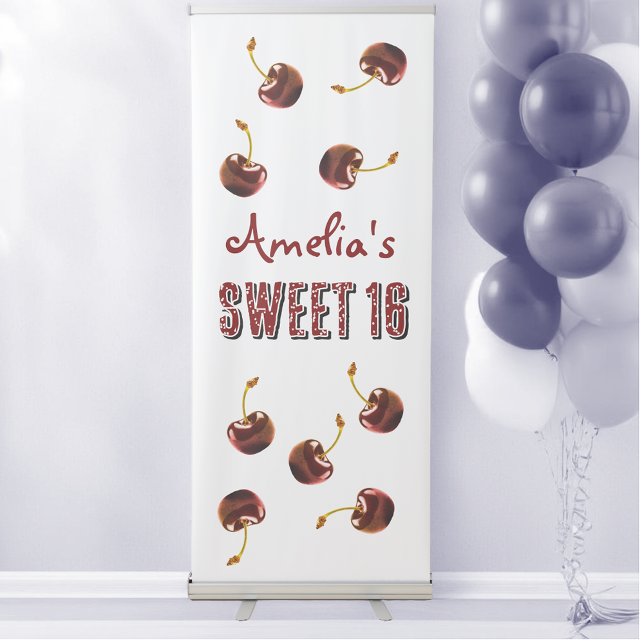 Cherry Sweet 16 Personalised Party Retractable Banner (Creator Uploaded)