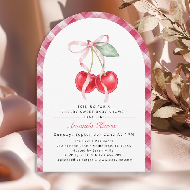 Cherry Sweet Arch Baby Shower Invitation (Cherry Baby Shower Invitation)