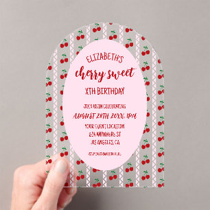 Cherry Sweet Birthday Acrylic Invitations