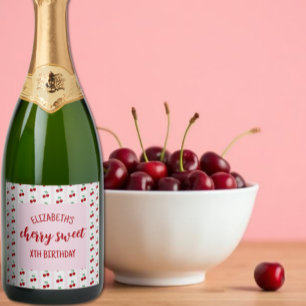 Cherry Sweet Birthday Sparkling Wine Label
