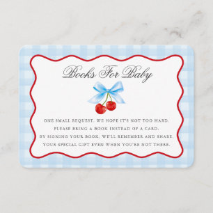 Cherry Sweet Blue Coquette Bow Books for Baby Card