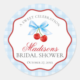 Cherry Sweet Blue Coquette Bow Bridal Shower Seal