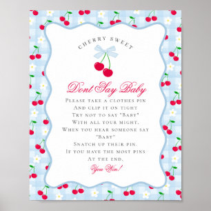 Cherry Sweet Blue Coquette Bow Dont Say Baby Sign