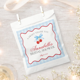 Cherry Sweet Blue Coquette Bridal Shower Dessert Favour Bags