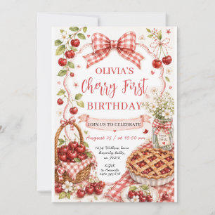 Cherry Sweet First Birthday Invitation