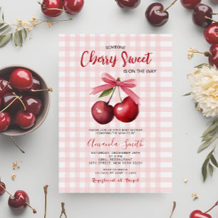 Cherry Sweet Is On The Way Baby Shower Invitation