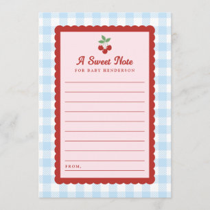 Cherry Sweet Note Baby Shower Flat Advice Card
