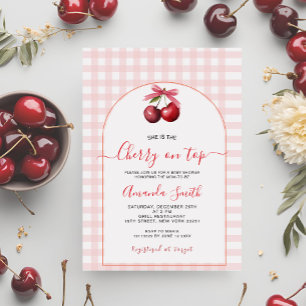 Cherry Sweet Pink Baby Shower Cherry On Top Invitation