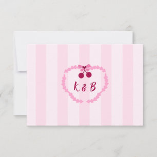 Cherry Sweet Pink Bridal Shower Monogram Thank You Card