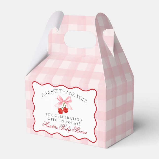 Cherry Sweet Pink Coquette Baby Shower Favour Box (Front Side)