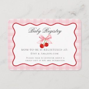 Cherry Sweet Pink Coquette Bow Baby Registry Card
