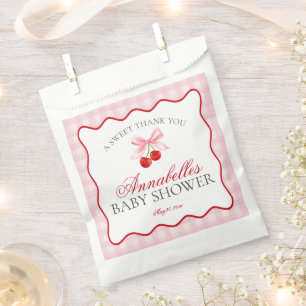 Cherry Sweet Pink Coquette Bow Baby Shower Dessert Favour Bags