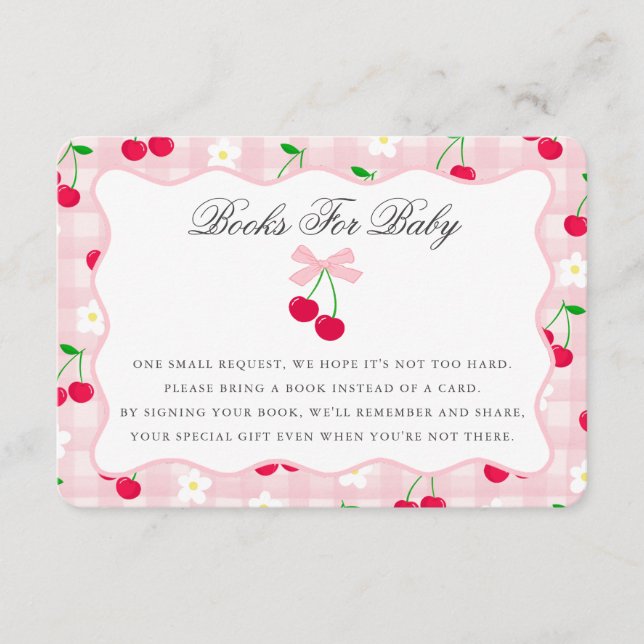 Cherry Sweet Pink Coquette Bow Books for Baby Card (Front)