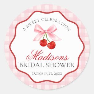 Cherry Sweet Pink Coquette Bow Bridal Shower Seal