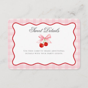 Cherry Sweet Pink Coquette Bow Details Insert Card