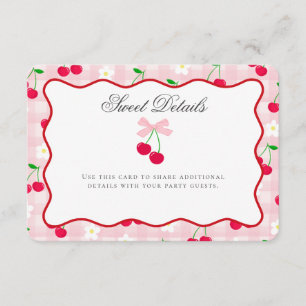 Cherry Sweet Pink Coquette Bow Details Insert Card