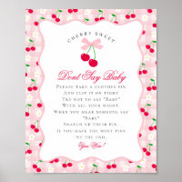Cherry Sweet Pink Coquette Bow Dont Say Baby Sign