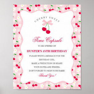 Cherry Sweet Pink Coquette Bow Gingha Time Capsule Poster