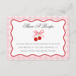 Cherry Sweet Pink Coquette Bow Share A Recipe Card