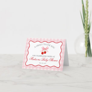 Cherry Sweet Pink Coquette Bow Thank You Card 
