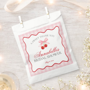 Cherry Sweet Pink Coquette Bridal Shower Dessert Favour Bags