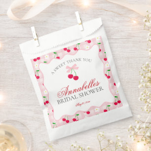 Cherry Sweet Pink Coquette Bridal Shower Dessert Favour Bags