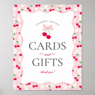 Cherry Sweet Pink Coquette Gingham Cards & Gifts Poster