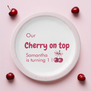 Cherry Sweet Red & Pink Birthday Party  Paper Plate