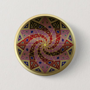Cherry Swirl Gold Trim Mandala button