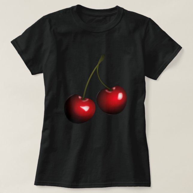 Cherry T-Shirt Fruits Funny Design - Choose Colour (Design Front)