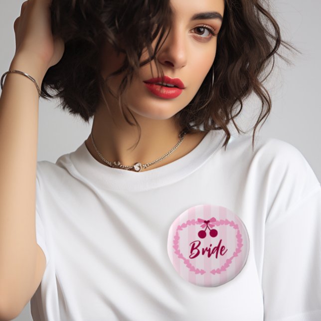 Cherry Theme Bridal Shower Bride 6 Cm Round Badge (Creator Uploaded)
