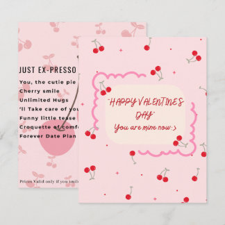 Cherry Themed Valentine cute funny Card