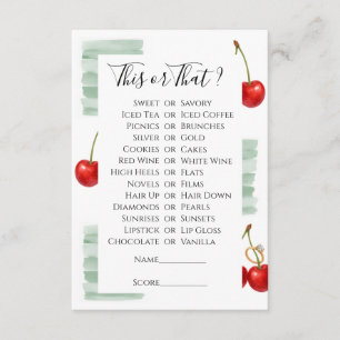 Cherry -This or That Bridal Shower Game Advice Card