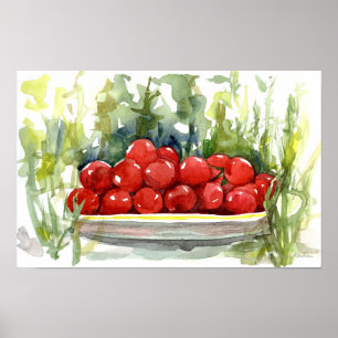 Cherry Tomatoes Garden Vegetable Watercolor Poster