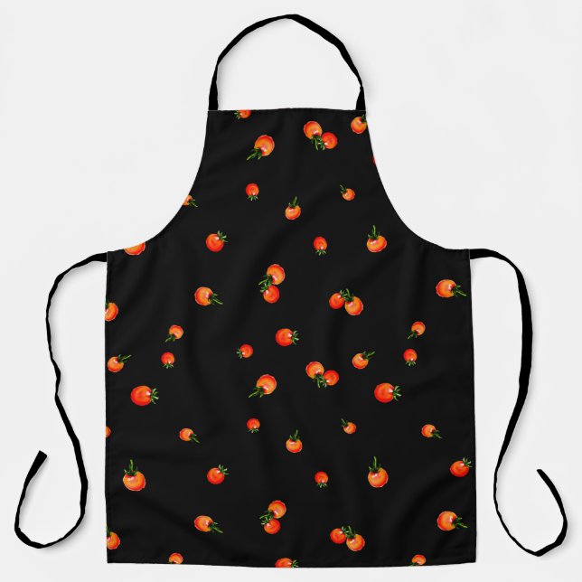 Cherry tomatoes illustration. Watercolor seamless  Apron (Front)