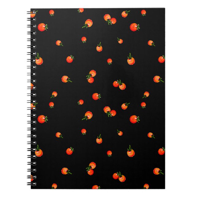 Cherry tomatoes illustration. Watercolor seamless  Notebook (Front)
