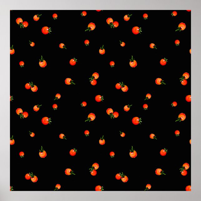 Cherry tomatoes illustration. Watercolor seamless  Poster (Front)