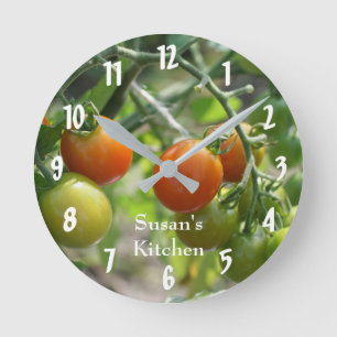 Cherry Tomatoes On The Vine Kitchen Round Clock