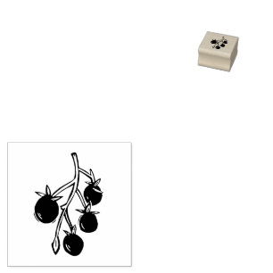 Cherry Tomatoes Plant Gardening Rustic Lino-cut Rubber Stamp